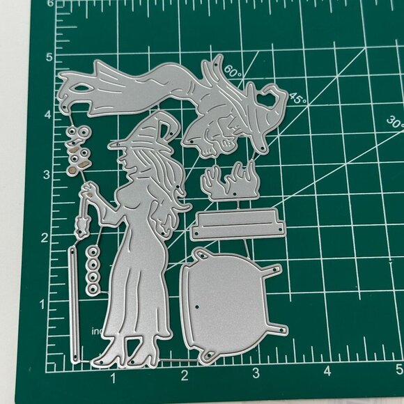 Halloween Metal Die Cut Lot Witch Bat Spiders Trick Treat Ghost Cauldron Set - Picture 7 of 8